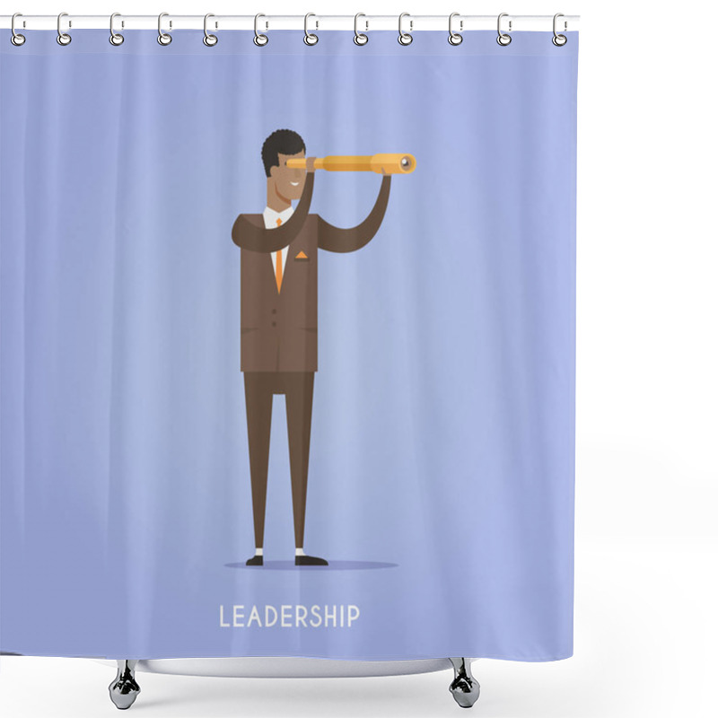 Personality  Vector Illustration On The Theme: Startup, Team, Teamwork, Business Planning Success Leadership Shower Curtains