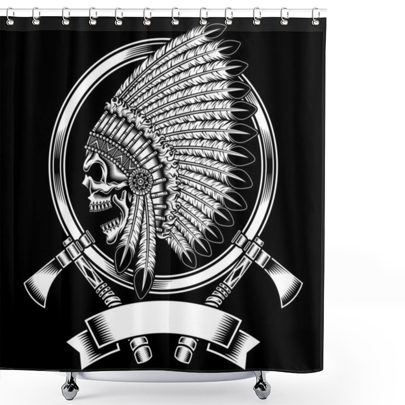 Personality  Native American Indian Chief Skull With Tomahawk Shower Curtains