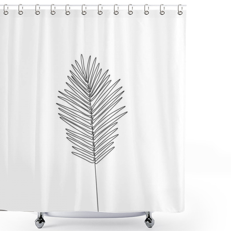 Personality  One Line Drawing Areca Palm Leaf. Continuous Line Exotic Tropical Plant. Shower Curtains