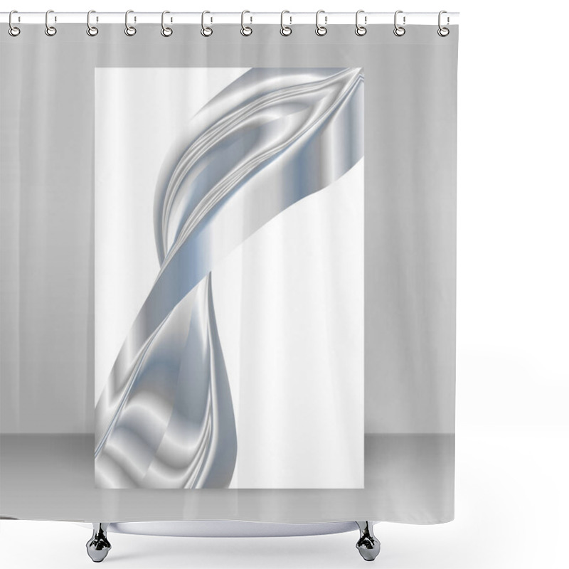 Personality  Elements Design. Abstract Wavy Stripes For Overlaying Background Of Page Under Meshedge Of Title Of Brochure, Booklet, Poster. Creative Art Metall Fashionable Hi-tech Theme. Vector Illustration Eps 10 Shower Curtains