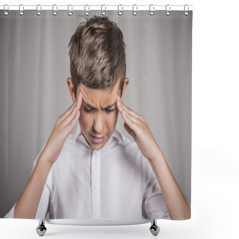 Personality  Stressed Teenager Boy Shower Curtains