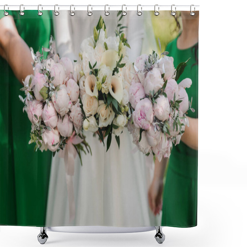 Personality  Elegant Floral Bouquets At A Wedding Ceremony. Shower Curtains