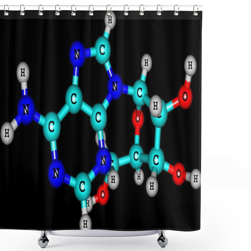 Personality  Adenosine Molecule Isolated On Black Shower Curtains