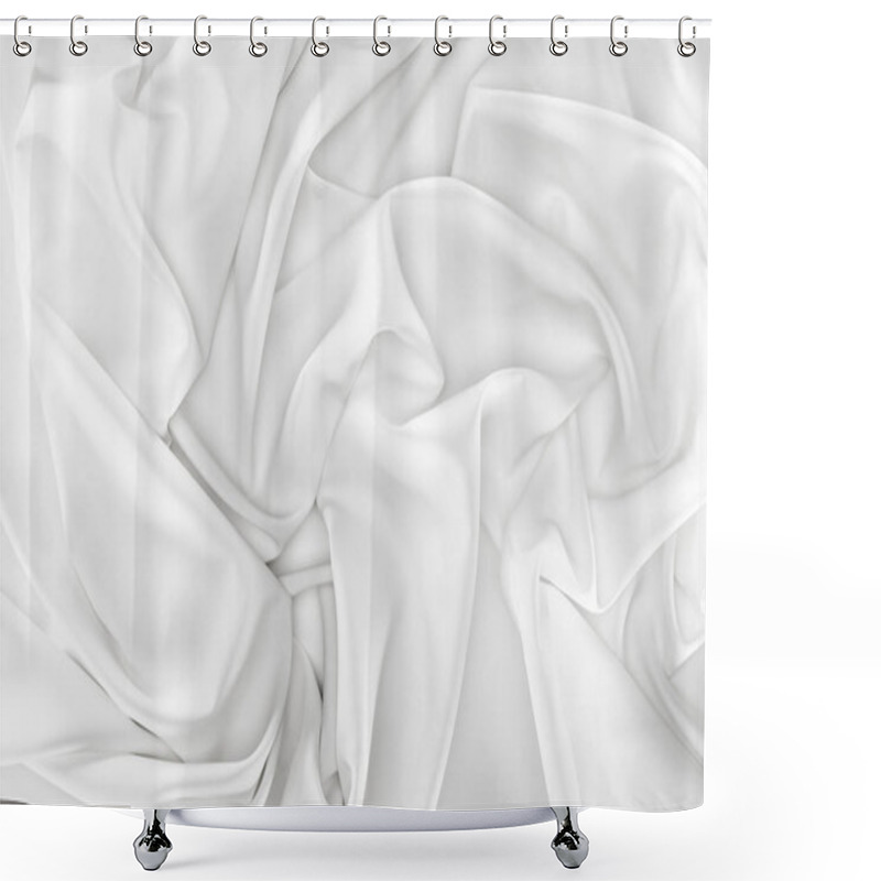 Personality  Close Up View Of White Soft Silk Fabric As Backdrop Shower Curtains