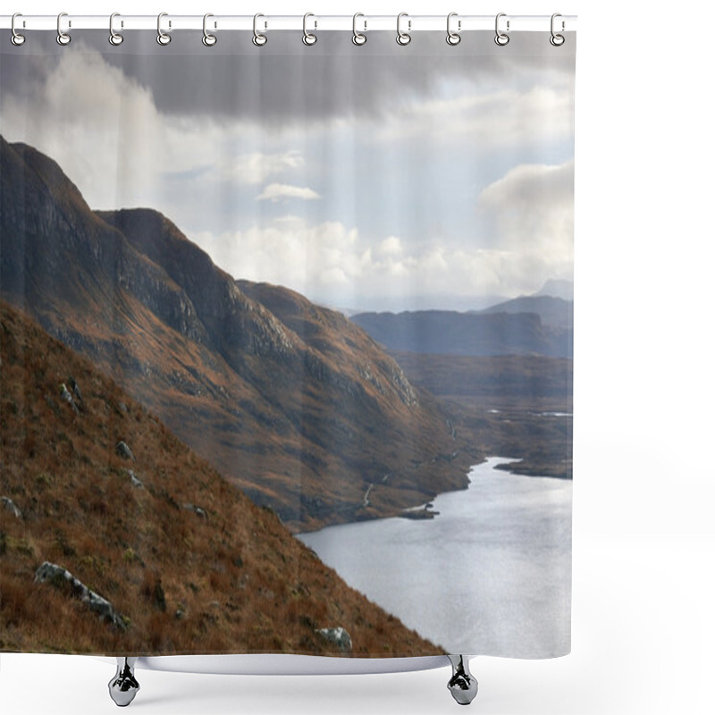 Personality  Landscape Near Stac Pollaidh With Dramatic Sky Shower Curtains