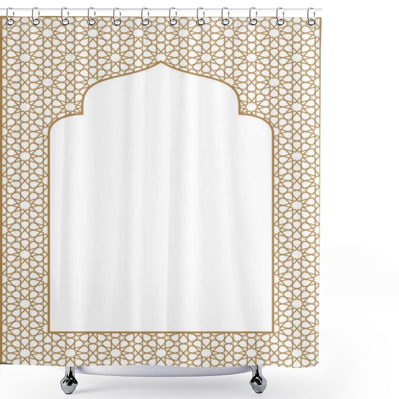 Personality  Rectangular Frame With Traditional Arabic Ornament For Invitation Card.Proportion A4. Shower Curtains