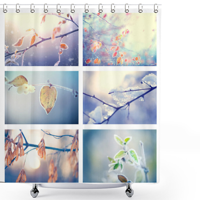 Personality  Collage Of Winter Floral Backgrounds Shower Curtains