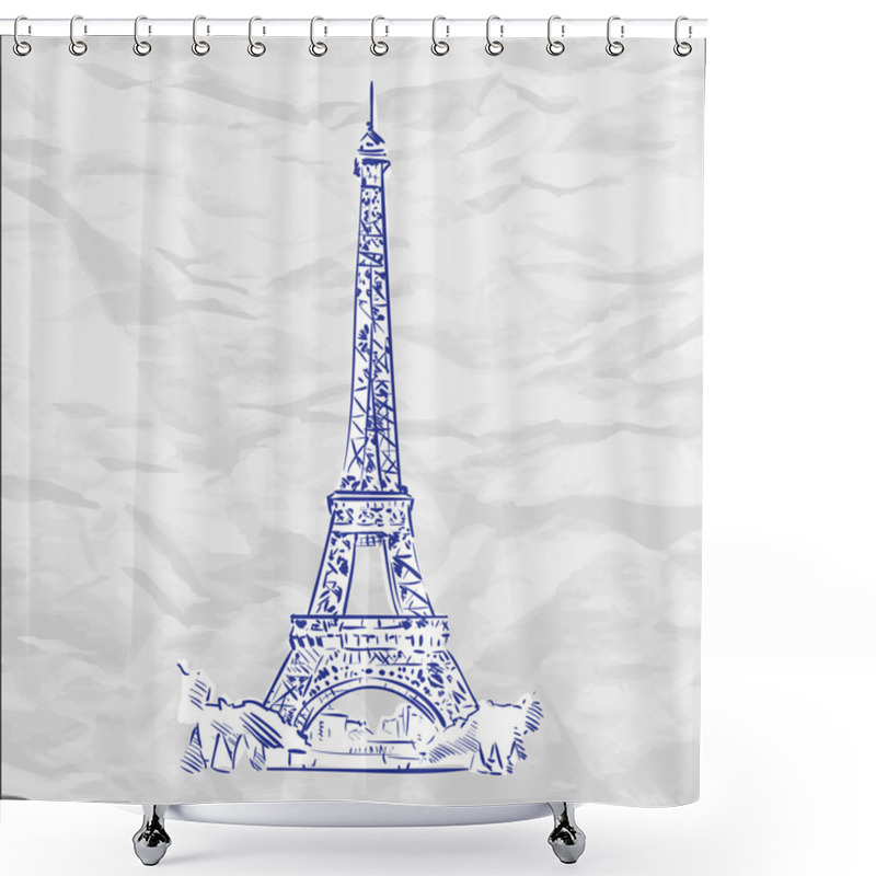 Personality  Vector Illustration With Eiffel Tower. Shower Curtains