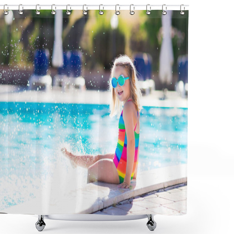 Personality  Child In Swimming Pool On Summer Vacation Shower Curtains