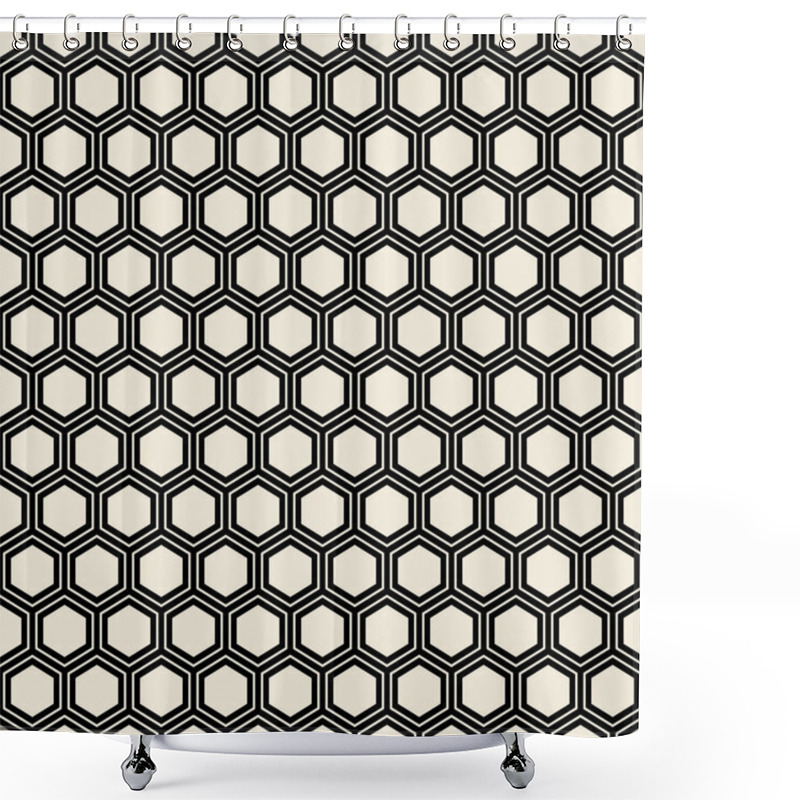 Personality  Seamless Black Hexagon Pattern. Shower Curtains