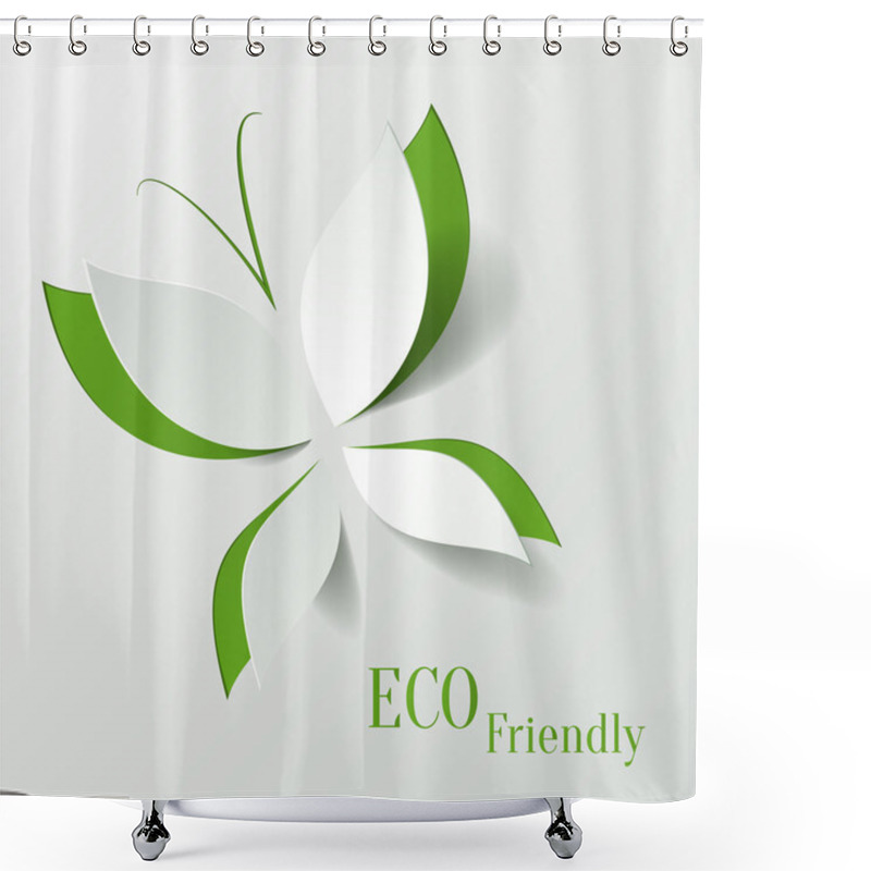 Personality  Eco Concept - Green Butterfly Cut The Paper Like Leaves Shower Curtains