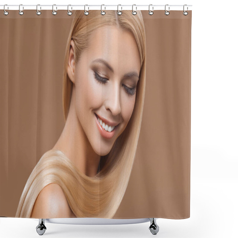 Personality  Beautiful Blond Model Shower Curtains