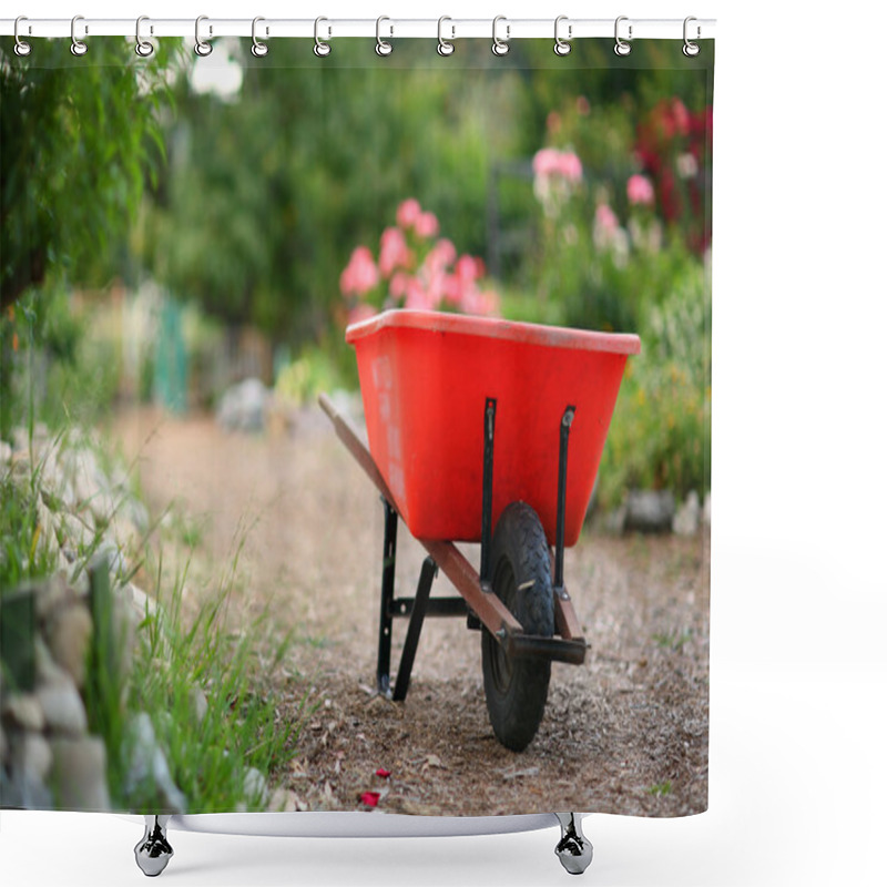 Personality  Wheelbarrow In A Blooming Garden Shower Curtains