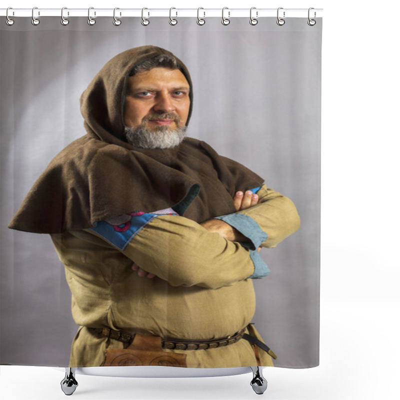 Personality  Mature Bearded Man In Traditional Historic Clothes Shower Curtains