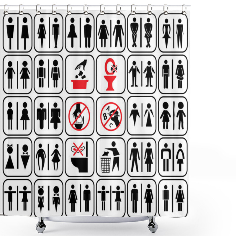 Personality  Toilet Sign-02-black Shower Curtains