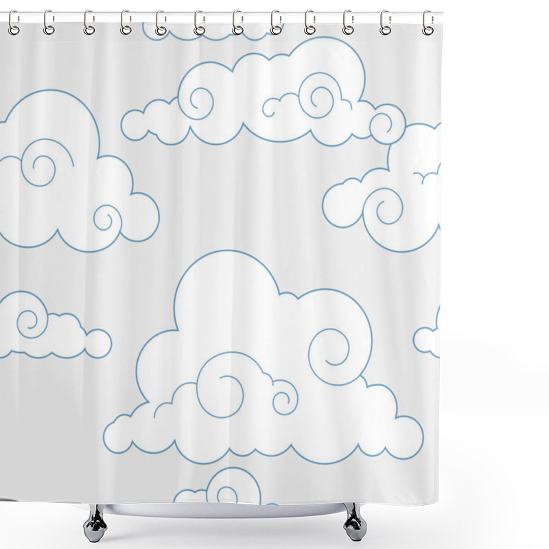 Personality  Seamless Stylized Clouds Pattern Shower Curtains