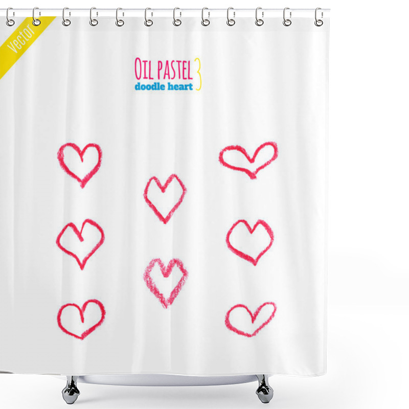 Personality  Hand Drawn Oil Pastel Hearts Shower Curtains