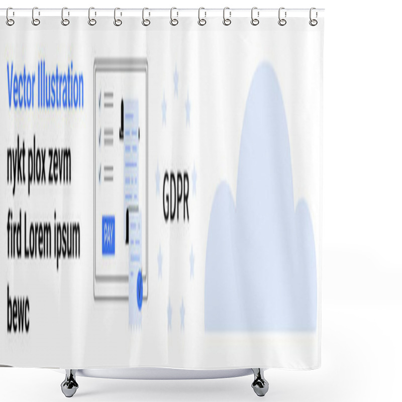 Personality  Secure Document With GDPR Compliance Text Next To A Cloud Icon. Ideal For Data Protection, Cloud Storage, Privacy Policy, Compliance, Online Security, Regulations, Abstract Line Flat Metaphor Shower Curtains