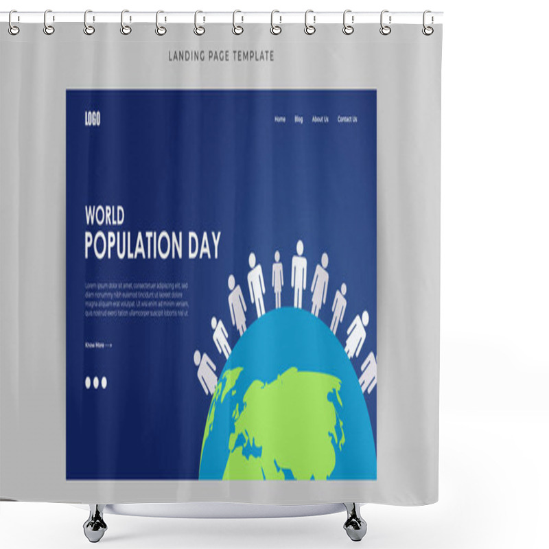 Personality  Vector Illustration Of World Population Day Website Landing Page Banner Mockup Template Shower Curtains