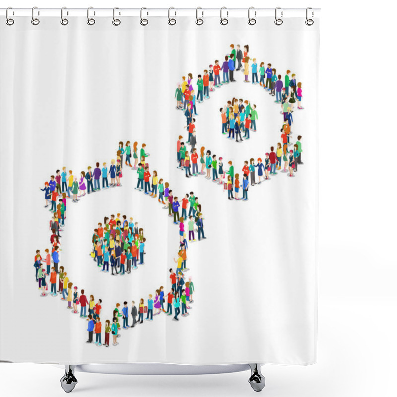 Personality  Crowd Group Forming Cog Wheels Shower Curtains