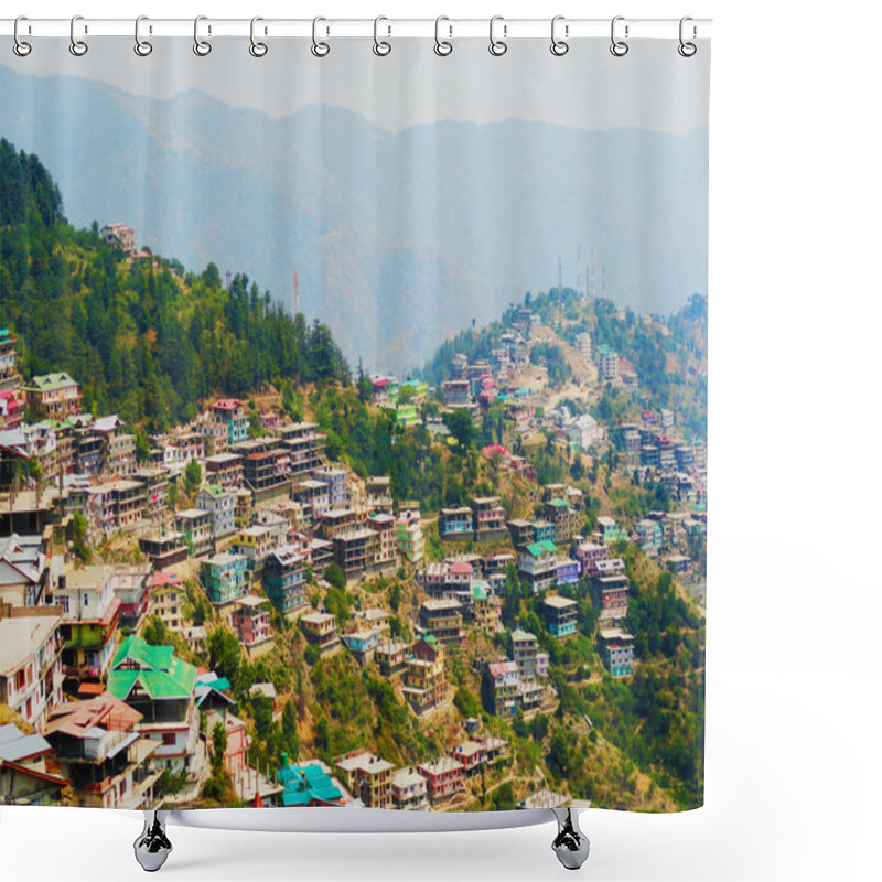 Personality  Aerial View Of Shimla City From The State Of Himalaya, Mountains Shower Curtains