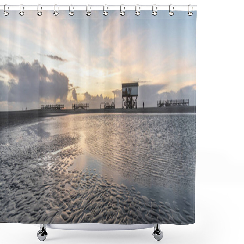 Personality  Sankt Peter Ording, Germany View On The Beach Shower Curtains