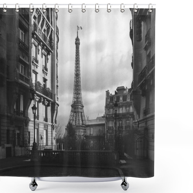 Personality  The Eifel Tower In Paris From A Tiny Street Shower Curtains