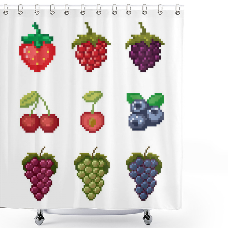 Personality  Pixel Berries. Vector Set. Shower Curtains