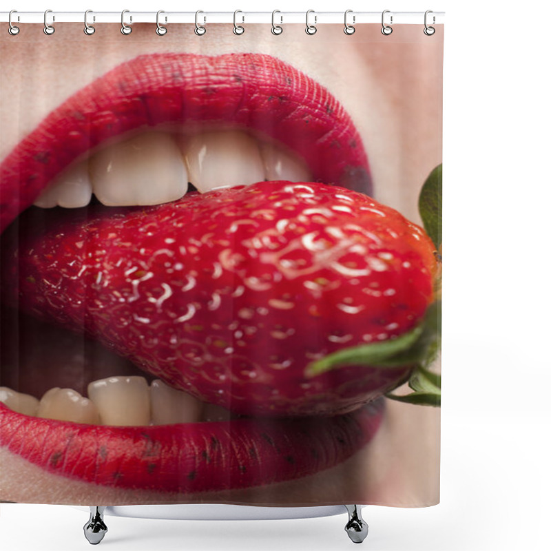 Personality  Strawberry In The Mouth Shower Curtains