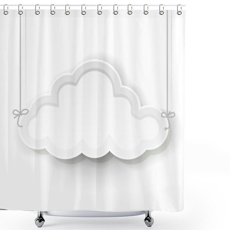 Personality  White Cloud Symbol Hanging On White Background Shower Curtains