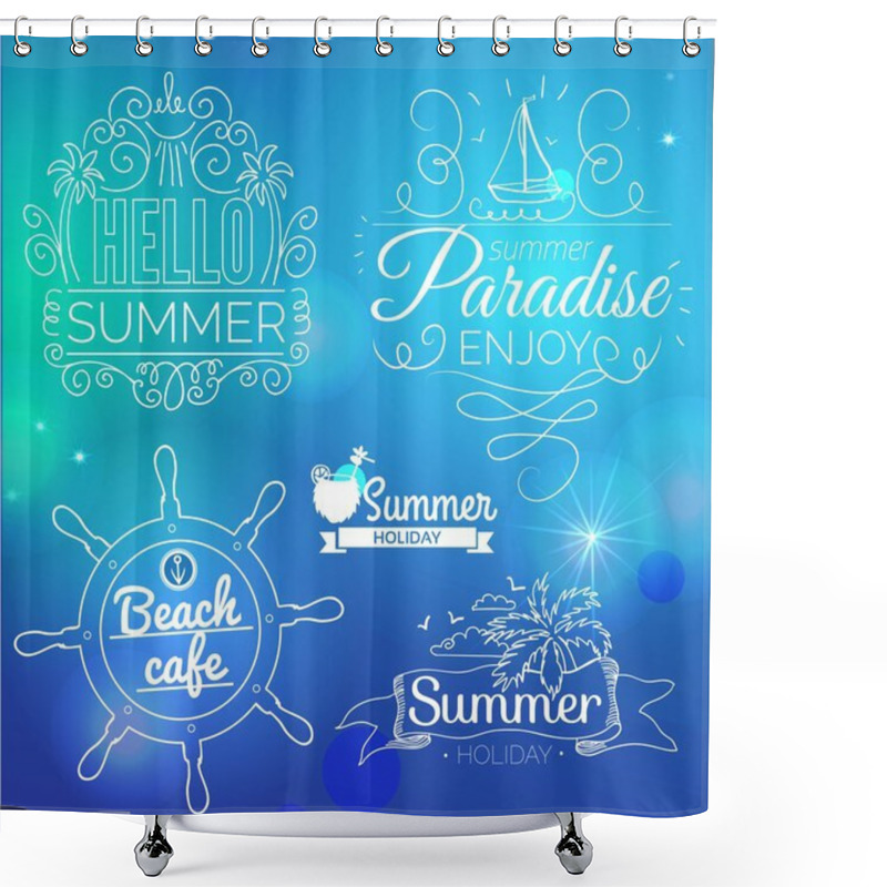 Personality  Retro Elements For Summer Calligraphic Designs  Shower Curtains