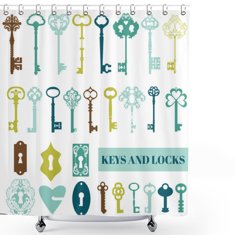 Personality  Set Of Antique Keys And Locks - For Your Design Or Scrapbook Shower Curtains