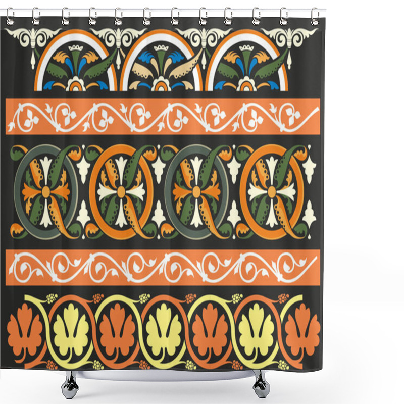 Personality  Set Of Graphic Medieval Ornaments. Vector. Shower Curtains