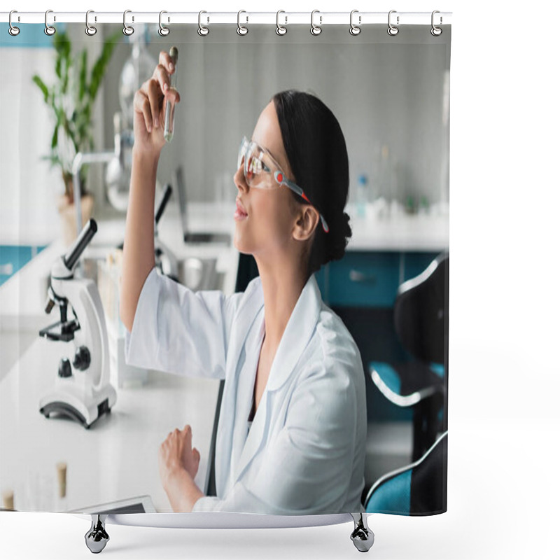 Personality  Scientist Examining Test Tube Shower Curtains