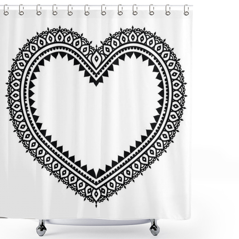 Personality  Heart Mehndi Design, Indian Henna Tattoo Pattern Shower Curtains