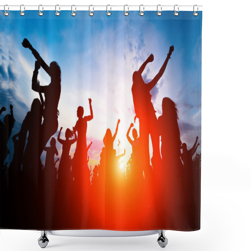 Personality  Silhouettes Of Young People Dancing Shower Curtains