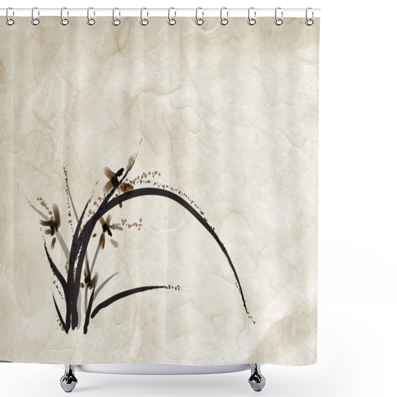 Personality  Chinese Painting Of Orchid Shower Curtains