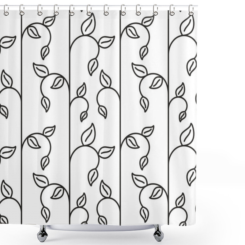 Personality  Sprout Leaf Lines Seamless Pattern. Shower Curtains