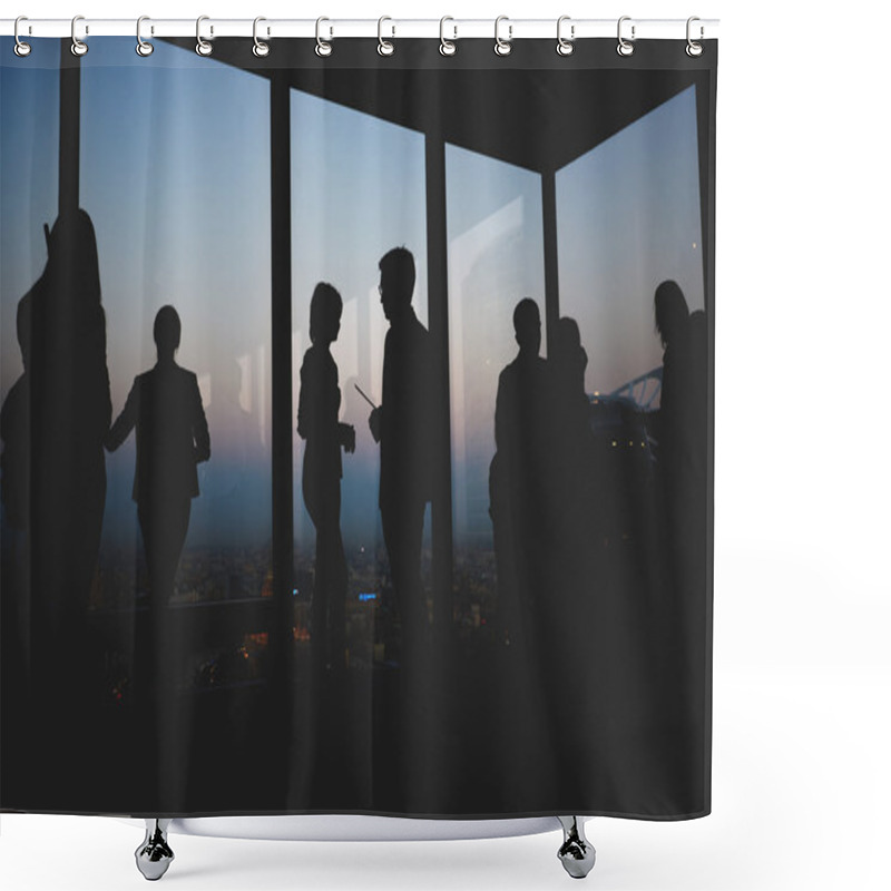 Personality  Silhouettes Of Partners At Meeting In Office Building Shower Curtains