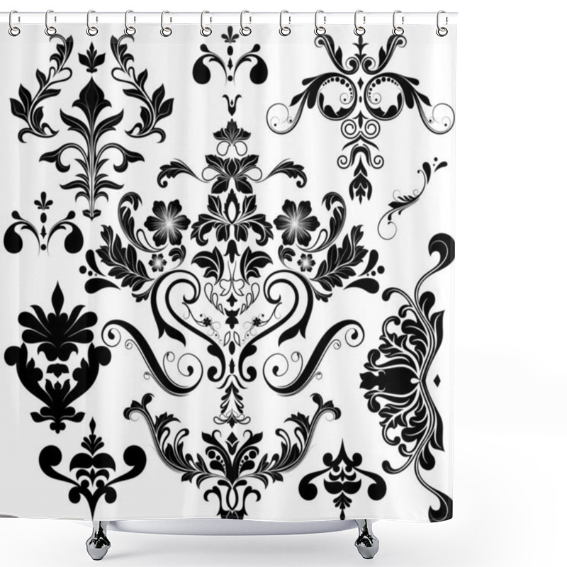 Personality  Collection Of Fantasy Ornamental Calligraphic Elements Shower Curtains