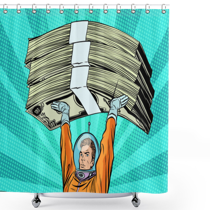 Personality  Astronaut Holding Money Shower Curtains