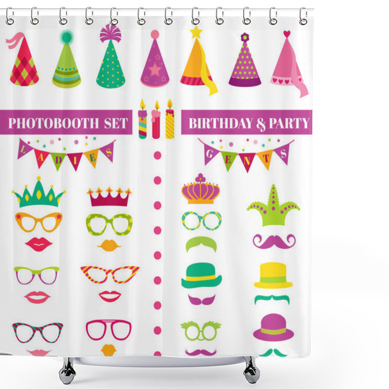 Personality  Photobooth Birthday And Party Set - Glasses, Hats, Crowns, Masks Shower Curtains