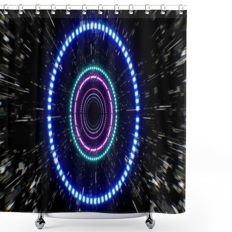 Personality  Simple Circle Light In The Mechanical Texture Tunnel Background Shower Curtains