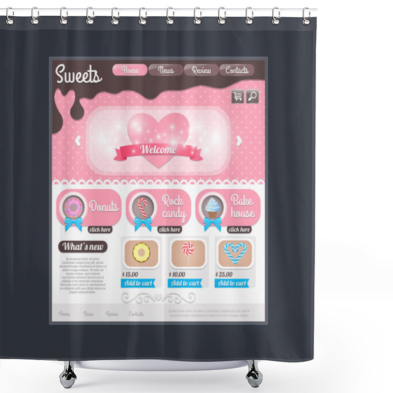 Personality  Website Template For Candy Shop. Shower Curtains