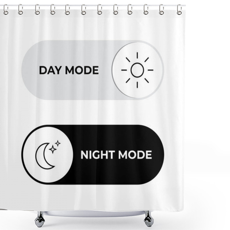 Personality  Day Night Mode Icon Vector. Light And Dark Switch Button Interface Shower Curtains