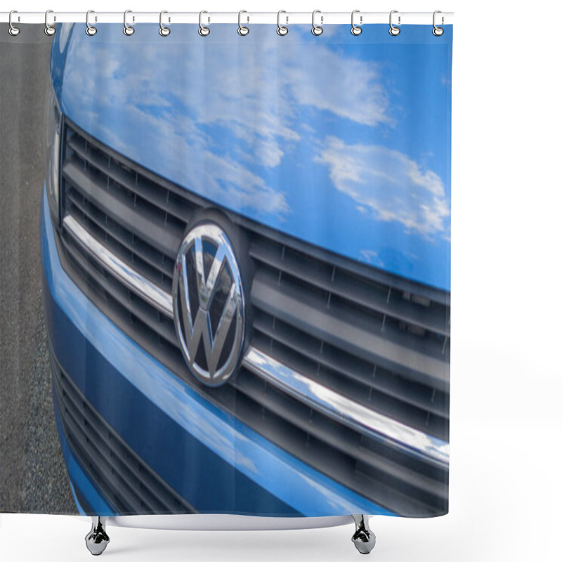 Personality  Bordeaux , France -  06 05 2024 :  Vw Transporter Type 6 Logo Sign And Brand Text Blue Volkswagen Van Multivan Shower Curtains