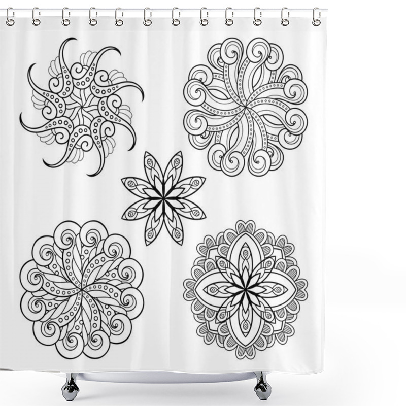 Personality  Vector Set Of Deco Small Snowflakes Shower Curtains