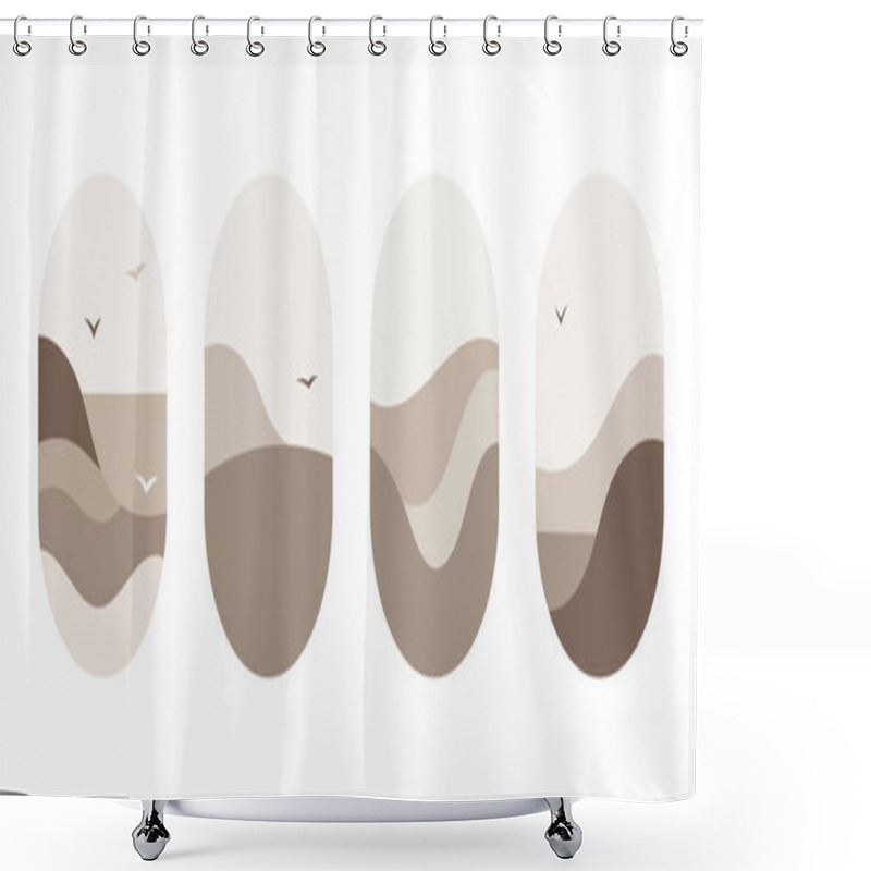 Personality  Abstract Oval Shapes In Beige And Brown Tones With Smooth Wavy Lines Creating A Stylish Geometric Pattern. Suitable For Minimalist Projects And Decor. Shower Curtains