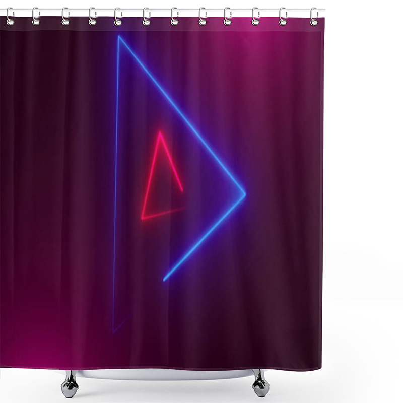 Personality  Many Neon Triangles In Space, Abstract Computer Generated Backdrop, 3D Render Shower Curtains