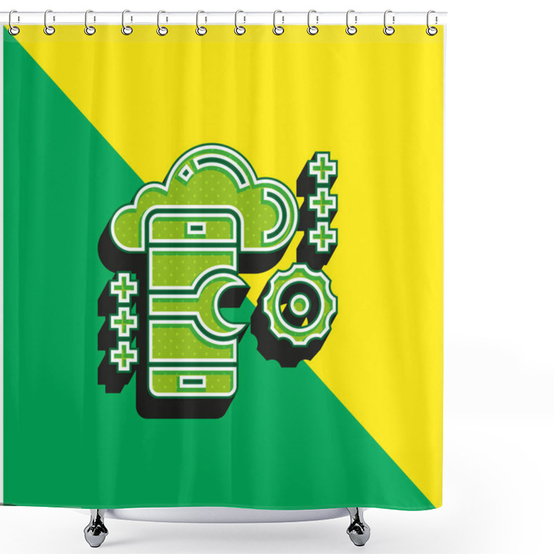 Personality  Application Green And Yellow Modern 3d Vector Icon Logo Shower Curtains